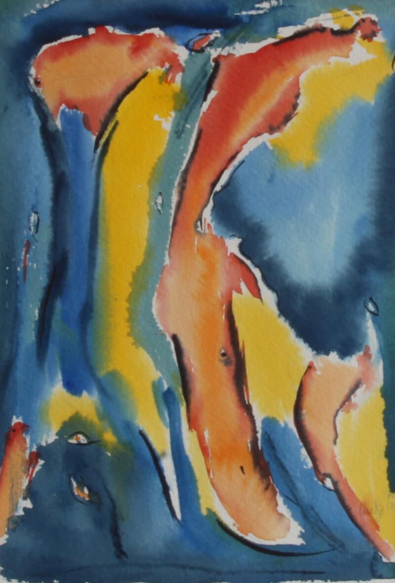 Abstrax I (33 * 43 cm). Akvarel af Antje Fries Harsberg