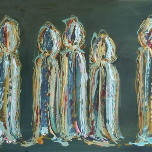 Hele flokken. Maleri af Anita Krøjgaard (B * H: 90 * 40 cm)