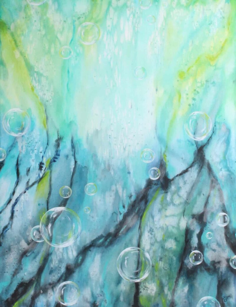 Under the surface II (50 * 70 cm). Maleri af Birthe Jensen