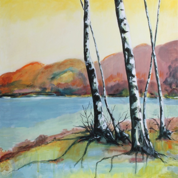 Efterår ved Fussingø (60 * 70 cm). Maleri af Birthe Jensen