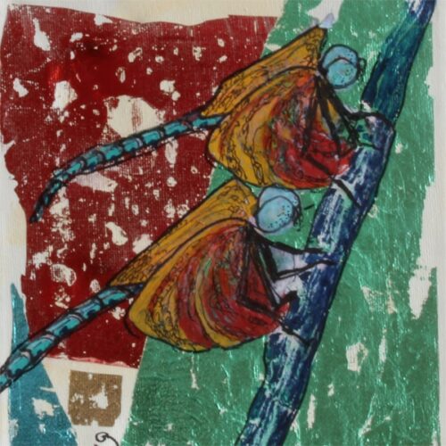 Vandnymfer III. Maleri af Birgit Randrup Thomsen (B * H: 18 * 24 cm)