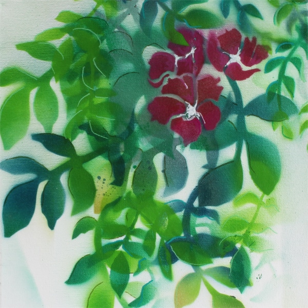 Rosa Rugusa III. Maleri af Birgit Randrup Thomsen (B * H: 30 * 40 cm)