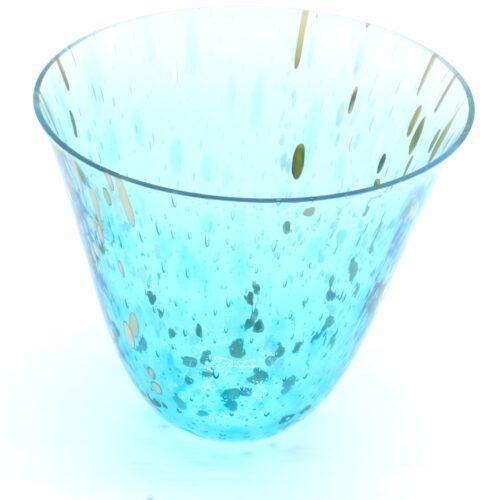 Glasskål udført i blålige nuancer