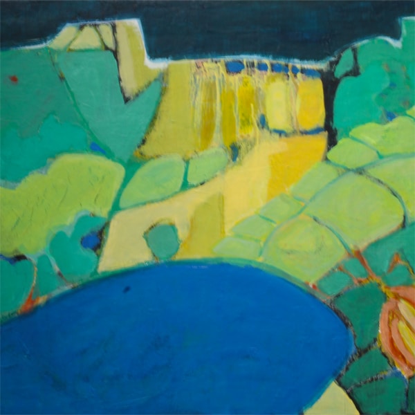 Grønne bakker (55 * 45 cm). Maleri af Ellen Norre