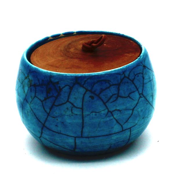 Blå keramikkrukke