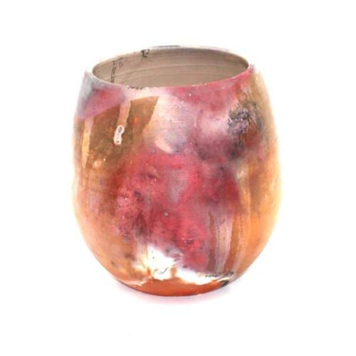 Rød raku brændt vase