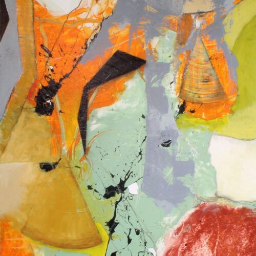 Akryl på lærred, maleri af Jakob Greibe i gule og orange farver