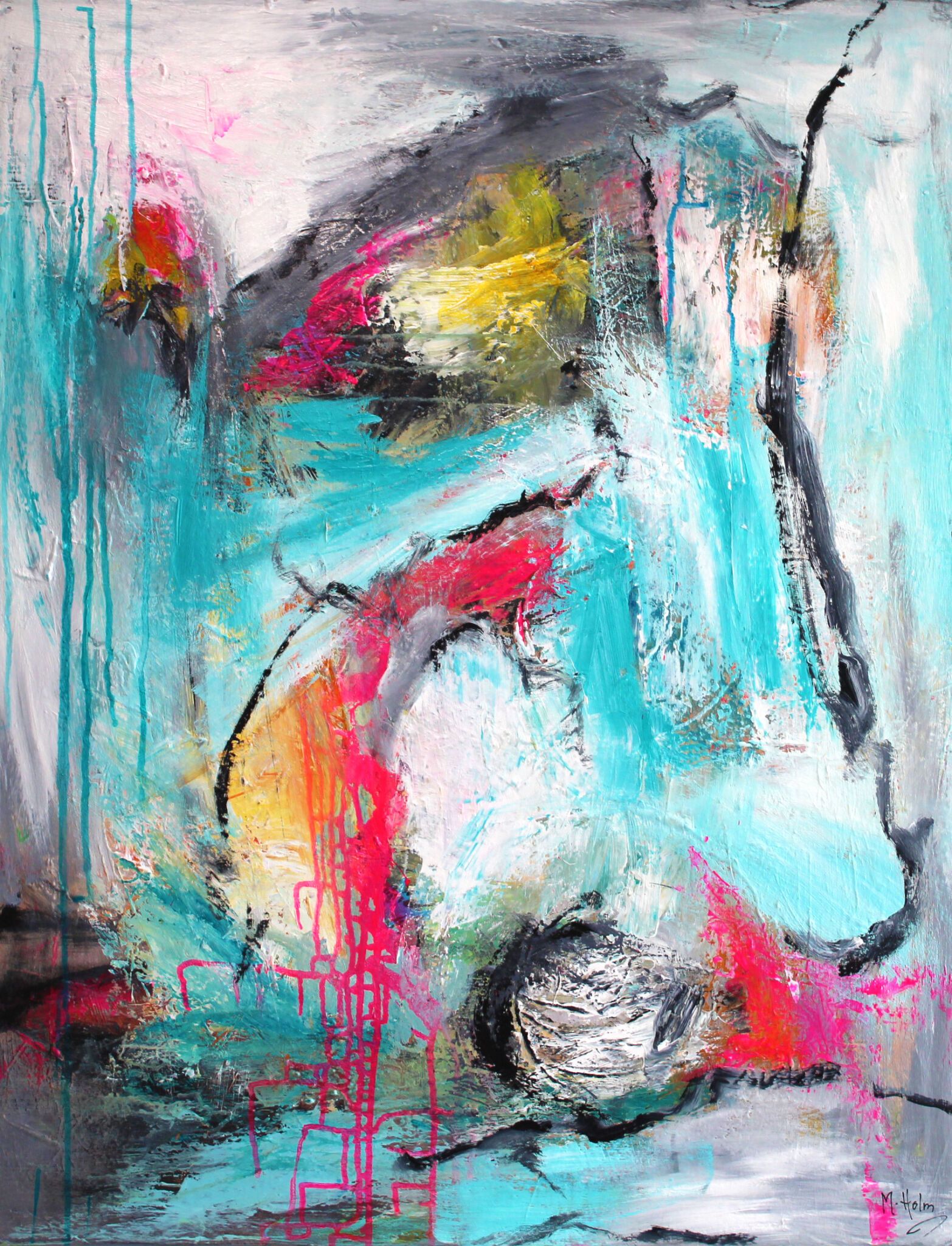 Martha Nielsen abstrakt 6, akryl på lærred