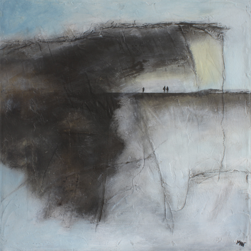 Vandring i klipperne. Maleri af Marianne Wikkelsø. B * H: 50 * 50 cm