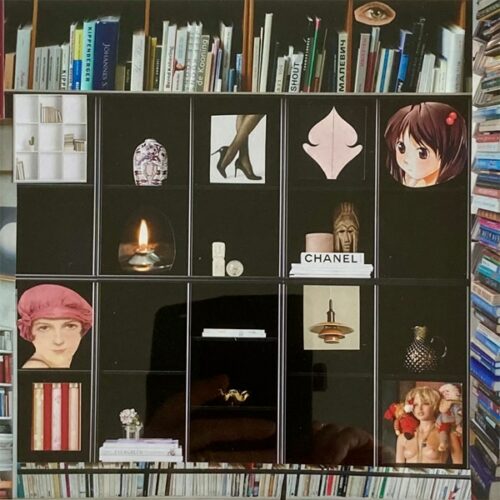 Bogreolen. Collage af Niels Ravn (B * H: 52 * 42 cm)