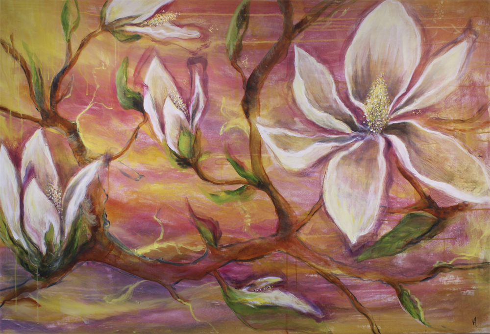 Magnolia. Billedkunst af Vivi Andersen. B * H: 140 * 95 cm