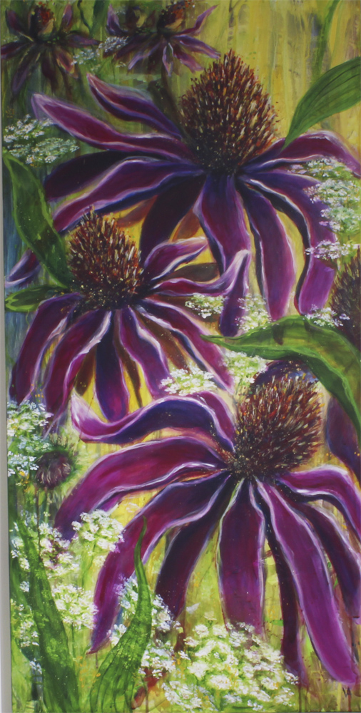 Purple coneflower. Billedkunst af Vivi Andersen. B * H: 60 * 120 cm