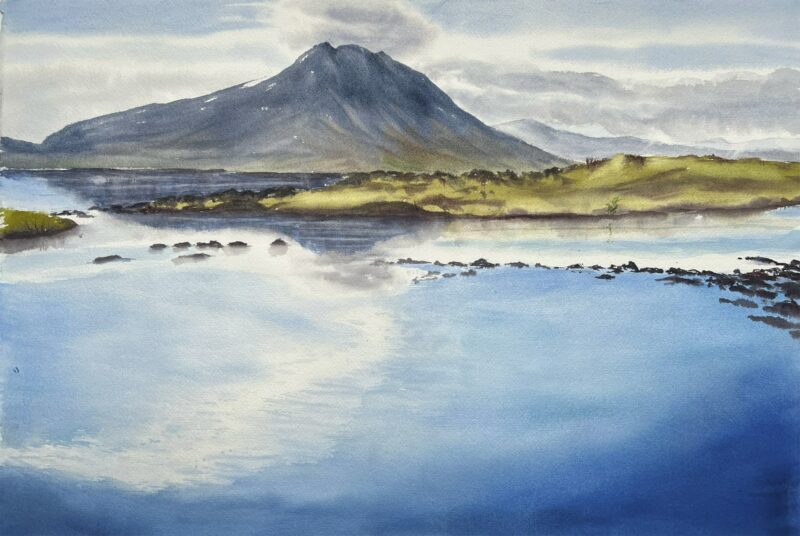 Efterår på Thingvellir. Akvarel af Vilborg Gunnlaugsdóttir (B * H: 70 * 50 cm)